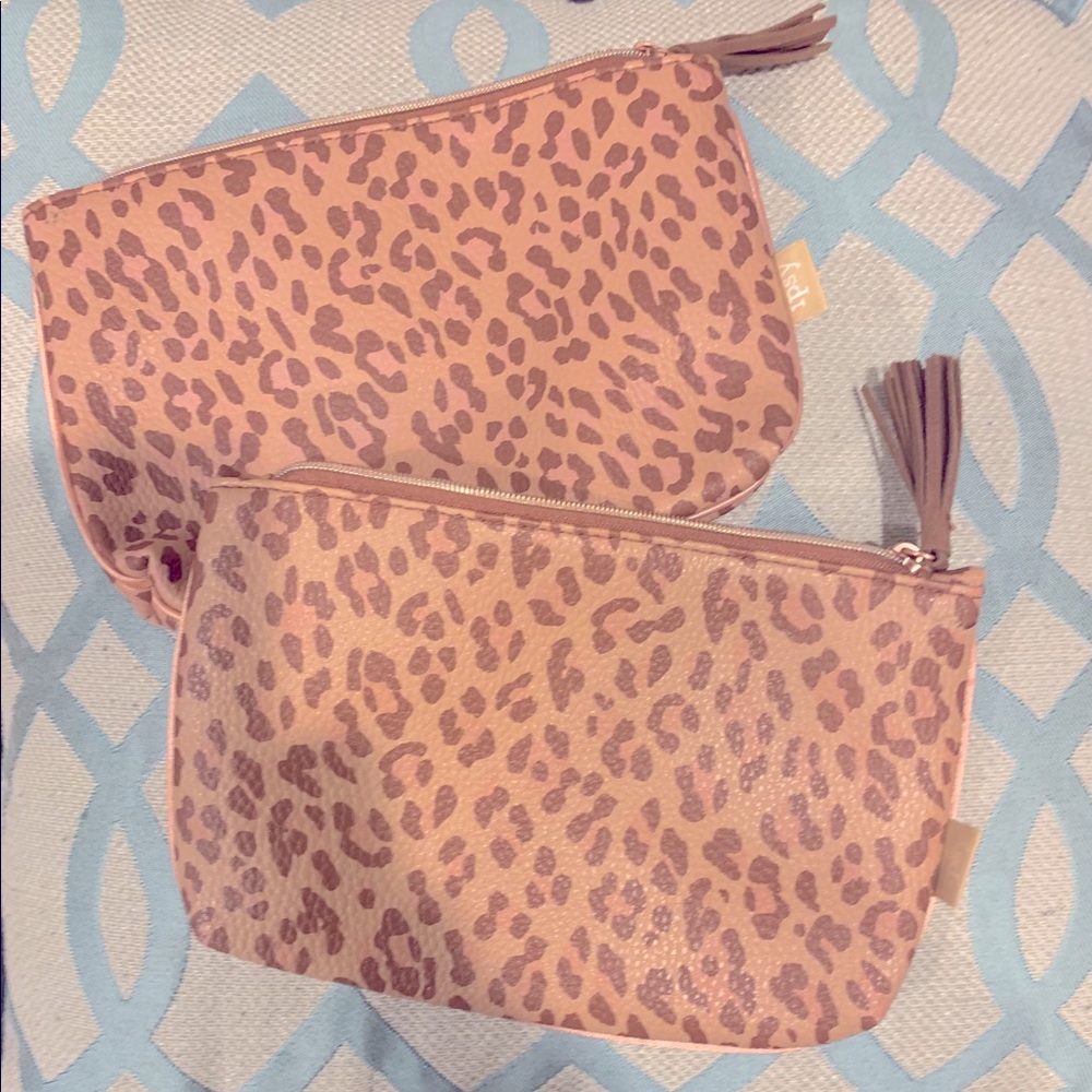 Set of 2 Ipsy leopard makeup bags